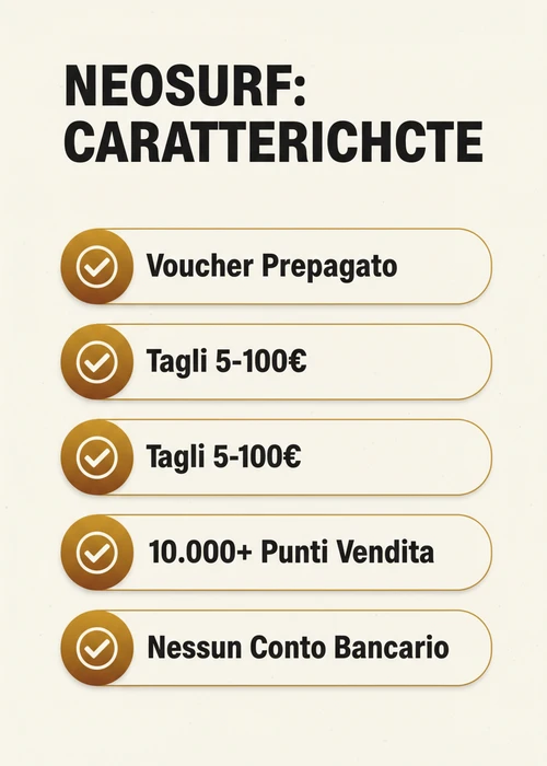 Voucher prepagato Neosurf e simboli di casinò online su sfondo digitale